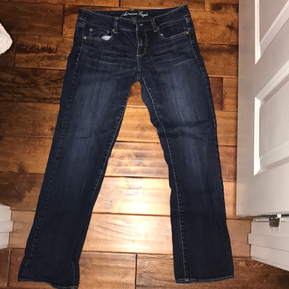 Mid-Flare stretch blue jean pants